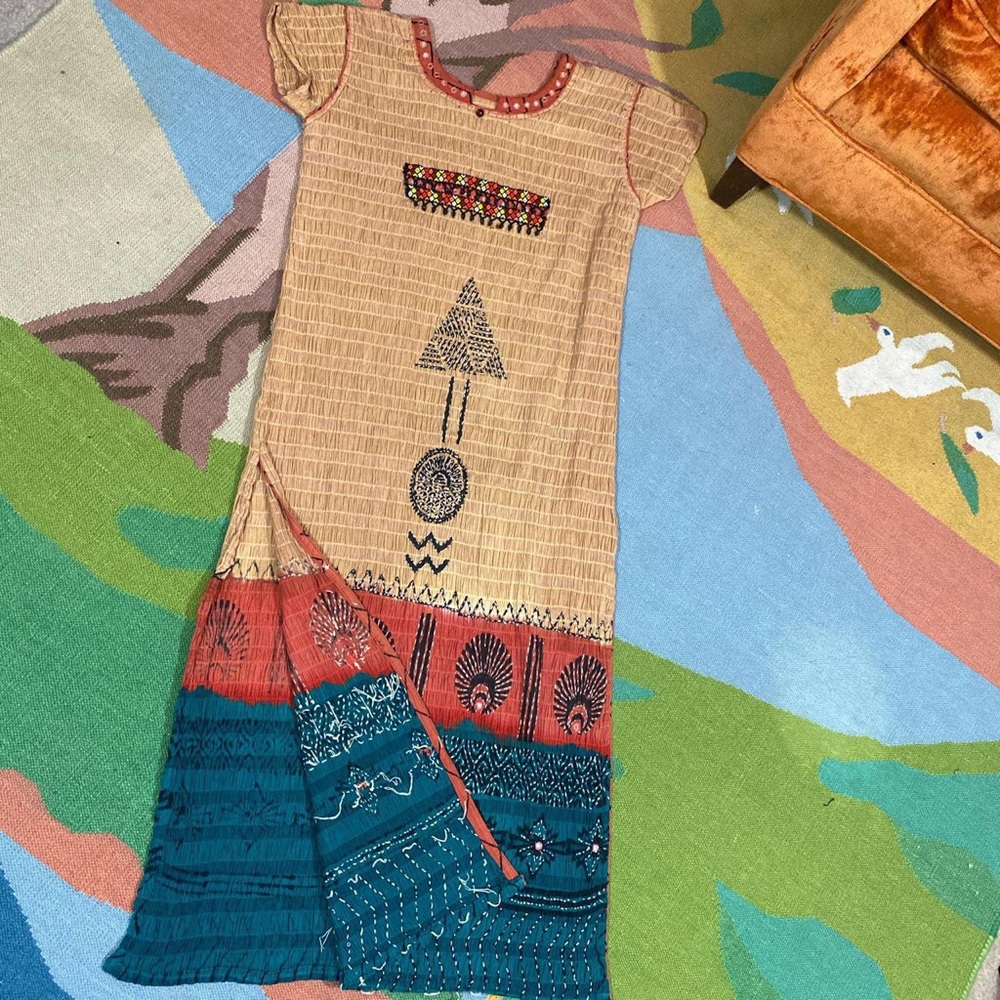Embroidered aztec southwest tunic style dress